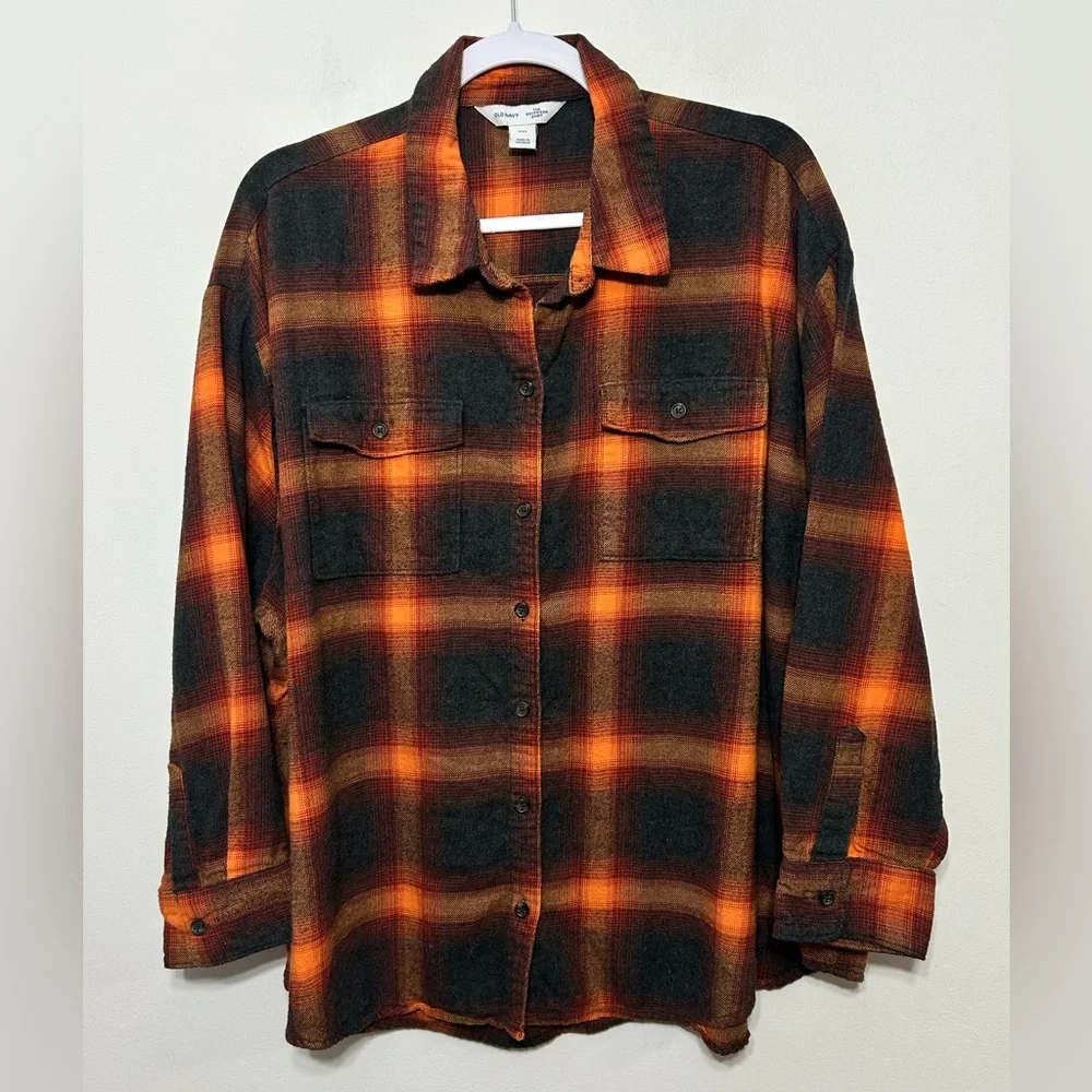 Old Navy Plaid Flannel Boyfriend Shirt Taylor Swift Evermore Womens Size XXL - Picture 4 of 11